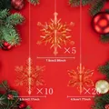 Set of 35 orange acrylic snowflake ornaments in three sizes for Christmas decor - 35 Pieces/Pack / Champagne