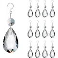 Set of 12 transparent glass teardrop crystal pendants with octagon beads for sun catchers - Teardrop Pendant / Set of 12