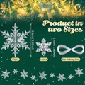 Juego de 25 adornos de copos de nieve de acrílico con hilo de pescar de 8m para Navidad - Juego de 25 piezas (Con hilo de pescar) / Transparente