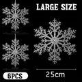 Juego de 6 grandes adornos de copos de nieve trasparentes de 25 cm para árbol de Navidad - 25cm (Pack de 6) / Transparente