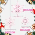 Set of 35 pink acrylic snowflake Christmas tree ornaments in three various sizes - 35 Pieces/Pack / Pink