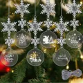Juego de 6 adornos de Navidad de acrílico transparente con copos de nieve y estampados festivos - Unidades Múltiples de Acrílico Estampado (Con Hilo de Plata)