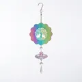 Rainbow 3D Tree of Life metal mandala wind spinner with butterfly crystal pendant - Tree of Life / 38mm Crystal Bead / Iridescent