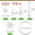 Kit complet de décoration de Noël avec 50 pendentifs en cristal clair et 30m de fil - 50 Pièces (Style Glaçon Goutte d'Eau) / 50 Pièces