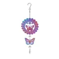 3D rainbow mandala metal wind spinner with butterfly design and crystal sun catcher - Butterfly / 38mm Crystal Bead / Iridescent