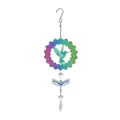 3D colorful metal hummingbird and dragonfly wind spinner with crystal suncatcher pendant - Hummingbird / 38mm Crystal Bead / Iridescent