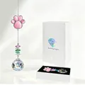 Elegant pink paw print crystal suncatcher ornament for pet memorial and home decor - Cat's Eye Paw Memorial Style / Box Packaging / Pink