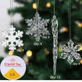 24pcs clear acrylic snowflake and icicle Christmas tree ornaments set with DIY thread - Snowflake Icicle Ornament / 24-Piece Set (With 30m Elastic String)