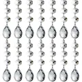Detail view of clear faceted acrylic teardrop beads on vertical strands for decoration - As Shown / Clear (30 Pieces)
