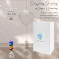 Detail view of rainbow bridge crystal suncatcher pet memorial gift with elegant white gift box - Rainbow Bridge Memorial Style (Boxed) / Box Packaging