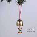 Detailed view of golden Christmas bell hanging ornament with reindeer pendant, 14cm length - Christmas Deer Bell