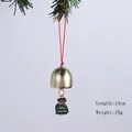 Gold metal Christmas bell ornament with green gift bag pendant, 14cm length - Christmas Gift Bell