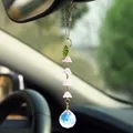 Detail of lily of the valley suncatcher with pink flowers and crystal ball for car - Lily of the Valley / 20mm Crystal Ball / Pink