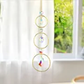 Detail of 3-tier golden suncatcher with iridescent crystal waterdrop prisms - Style A (3-Layer Water Drop) / As Shown