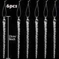 Set of 6 clear acrylic Christmas icicle ornaments, 9-inch twisted design decorations - Spiral Icicle Set / 6-Piece Set (With Silver Wire)