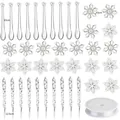 Lot de 40 ornements de Noël en acrylique transparent, flocons de neige et glaçons - 40 Pièces (Style Glaçon Goutte d'Eau Flocon) / Ensemble de 40 Pièces