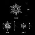 Set of 36 clear acrylic snowflake ornaments in three sizes for Christmas trees - 36-Piece Set (With Silver Thread) / Clear White