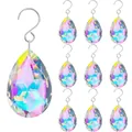 Set of 10 AB color teardrop crystal suncatchers for hanging window prism decor. - 10Pcs AB Colorful / 38mm Fat Waterdrop