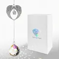 Angel wings heart crystal sun catcher pet memorial gift with elegant white gift box - Paw Print Inscription (With Gift Box) / Box Packaging