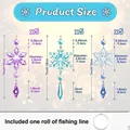 Set of 15 transparent acrylic Christmas snowflake hanging ornaments for festive tree decor - 15-Piece Set with Line / Colorful