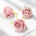 Set of three dusty pink artificial rose flower heads for wedding and home decoration - Pink