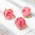 Set of three pink artificial silk rose flower heads for wedding wall and home decoration - Watermelon red