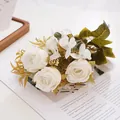 Bouquet de roses artificielles Anna en soie blanche pour décoration de table maison - Blanc