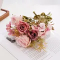 Anna geriffeltes Rosen-Bouquet aus Kunstseide in Altrosa für die Heimdekoration - Rosa