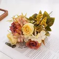 Bouquet de roses en soie artificielle vintage pour décoration de table - Orange