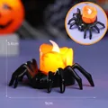 Bougie LED araignée Halloween 9x5,6cm avec flamme orange brillante décoration fête - Bougie LED Araignée / Pièce Unique