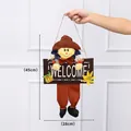 Halloween Vogelscheuche Willkommensschild Hängepuppe Dekoration Türschmuck 45x28cm - 45x28cm / Coffee Scarecrow
