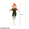 Smiling Halloween scarecrow decoration with orange hat and green overalls, 85cm height - Orange Hat Smiley Style / Height 85cm