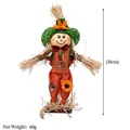 Cute standing scarecrow doll with green hat for Halloween decor, 35cm height - Medium Scarecrow Male (Green Plaid Hat)