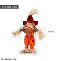Stehende Vogelscheuche Puppe mit rotem Hut und orangefarbenem Outfit für Halloween-Deko - Roter Hut Männliche Vogelscheuche / S