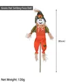 Halloween decorative smiling scarecrow prop featuring a green hat and orange overalls - Green Hat Smiley Style / Height 85cm