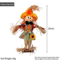 35cm Standing Halloween scarecrow decoration ornament with yellow hat and sunflower - Medium Scarecrow Female (Yellow Plaid Hat)