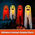 Halloween gloeiende spooklantaarn hanger met LED-kaarslampjes - Schreeuwende Geest Expressie (32435) / 30*90cm / Wit