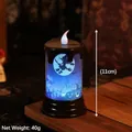 Halloween LED candle lamp with witch and pumpkin silhouette, 11cm height - Skull Style