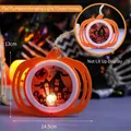Halloween orange pumpkin flat hanging light with haunted house silhouette decoration - Haunted House Style