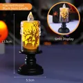Halloween black LED electronic candle lamp with haunted house silhouette decoration - Haunted House Pattern / High-foot Style