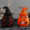 Halloween pumpkin LED lanterns with witch hat design in orange and black colors - Assorted Pumpkin and Skull Lantern (H501-1) / Height approx 11.5cm Width approx 7cm