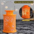 Orange Halloween spider lantern with LED light and handle - Hollow Spider Orange (H501-3) / 10x6.3cm / Orange