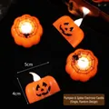 Halloween LED pumpkin tea light candle with spider web and jack-o'-lantern face - Spider Pumpkin (Random Pattern) / Single Piece