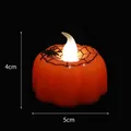 Halloween pumpkin LED candle with spider web pattern, 5x4cm size - Spider Web / Single Piece