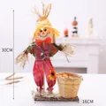 Handgefertigte Halloween-Vogelscheuche mit Bambuskorb, Raumdekoration, 30 cm hoch - Roter Stehender Stil (SH318 Rot) / 30x16CM