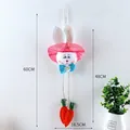 Handmade Easter bunny hanging ornament with pink hat and dangling carrot details - Pink Carrot Bunny (TD9393) / 60x18.5cm