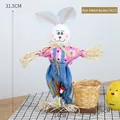 Easter bunny scarecrow basket decoration featuring a pink floral outfit and bamboo basket - Pink Rabbit / 1 Piece