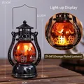 Decorative Halloween orange electroplated electronic lantern with bat motifs, 15.5cm height - Electroplated Pumpkin Lamp (ZF-047) / Orange