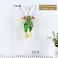 Green plaid Easter bunny scarecrow on bamboo stick garden decoration - Stick Style (CH397) / 50cm / Green