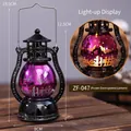 Purple Halloween electronic lantern with pumpkin and bat motifs for table decoration - Electroplated Pumpkin Lamp (ZF-047) / Purple